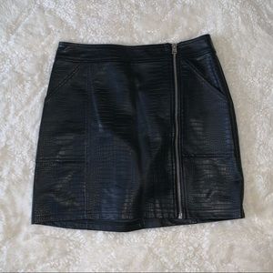 Black Faux Leather Snake lined Mini Skirt Express